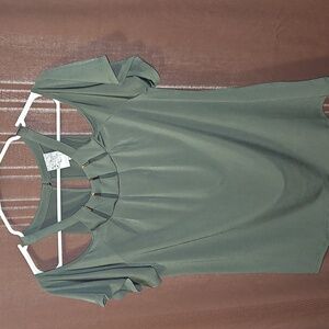 NAIF Stylish Green Blouse with Gold Accents